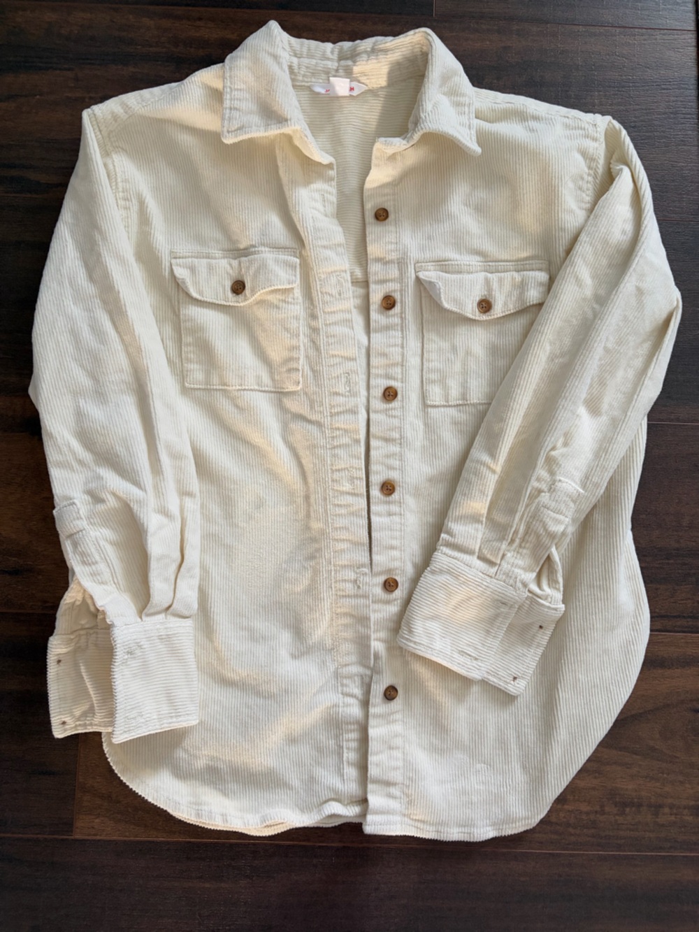 Joe Fresh Off-White Corduroy Button Shirt Shacket